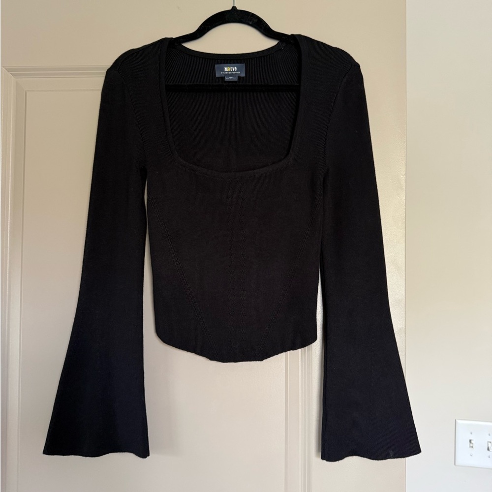 Anthropologie Black Long Sleeve Top